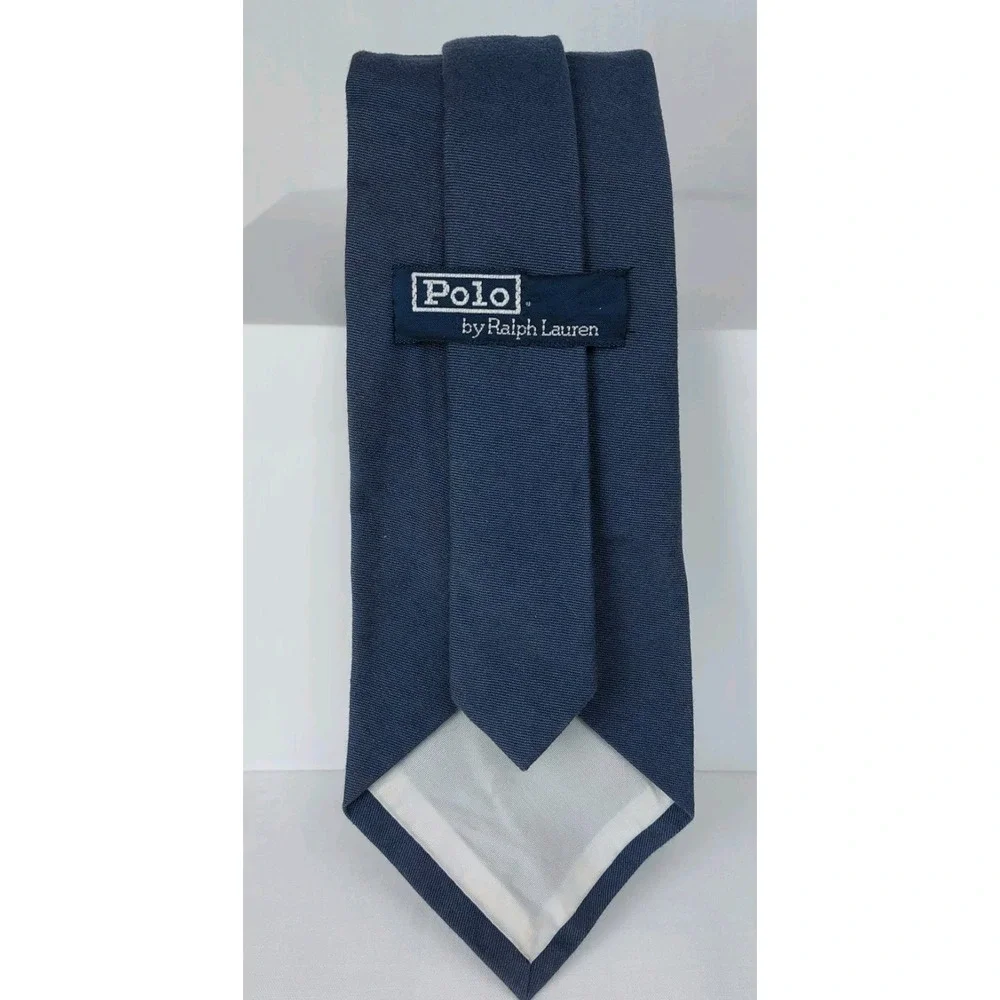Polo Ralph Lauren‎ Mens Cotton Necktie Blue Hand Painted Bass Fish 3.5